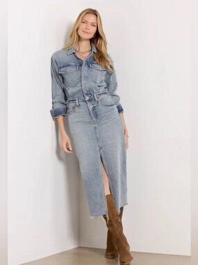Pistola Amira Long Sleeve Denim Midi Dress in Marcel L